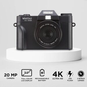 Vivitar 4K Wifi Digital Camera Kit with Bag, Wide Angle Lens, and Macro Lens